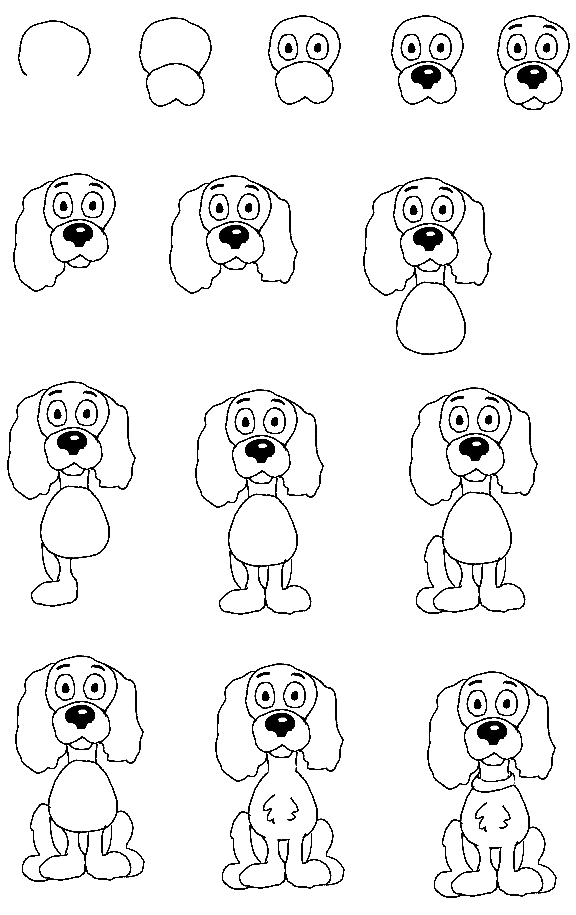 how to draw a dog step by step