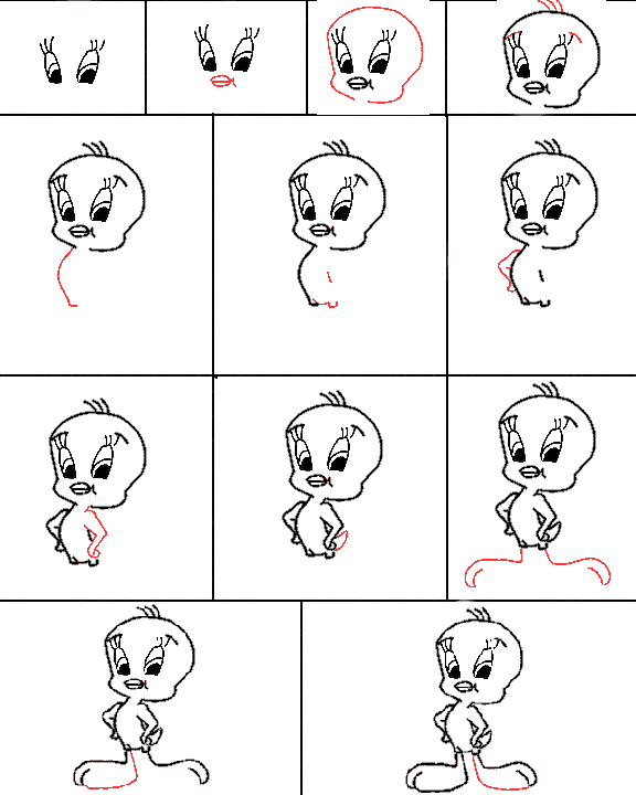 Draw Tweety Step by Step. How to draw Tweety in a minute!